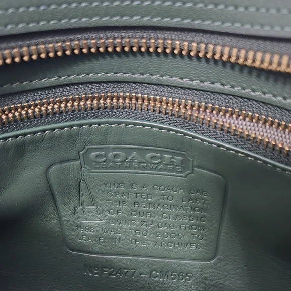 Coach Swing Zip bag shoulder bag hunter green brass 1998 re edition - Picture 9 of 10